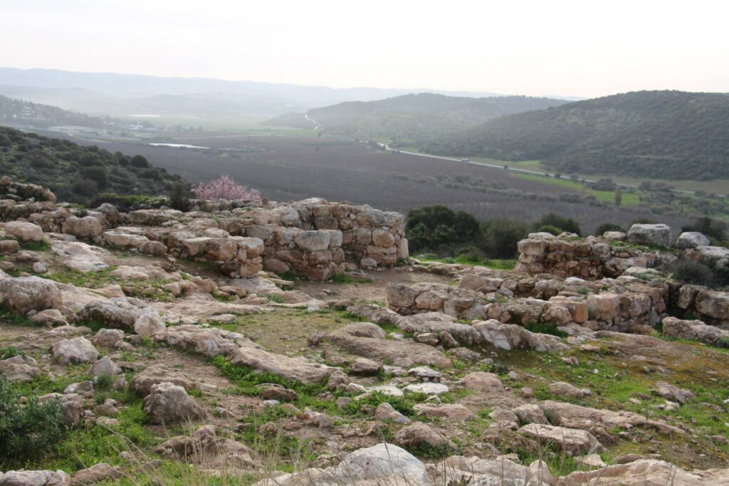 אזור ירוק ומלא אבנים ליד שדה. מקטע 24 בשביל ישראל 