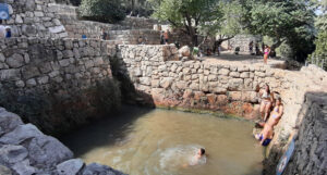 מטיילים משתכשכים בעין סטף